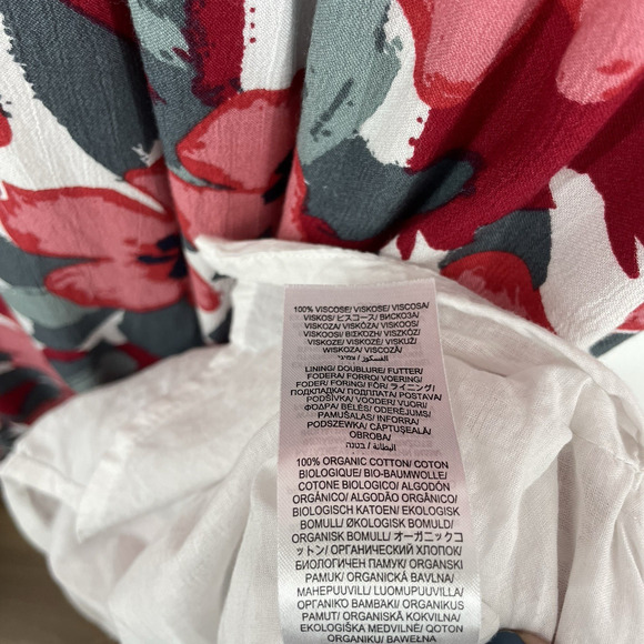 Seasalt Cornwall Size 6 Birch Leaf Midaxi Tea Dress Organic Cotton Red Floral - Picture 8 of 9